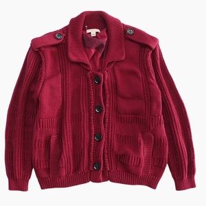 Burberry authentic burgundy cotton knit cardigan sweater